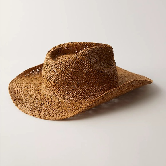 NWT Free People Candy Woven Cowboy Hat in Natural Combo - Picture 2 of 7